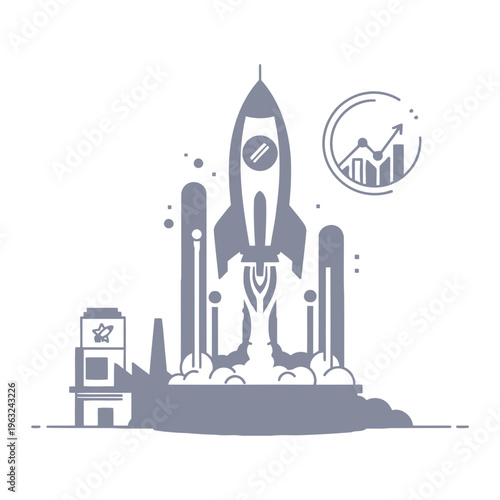 Rocket launch business growth startup concept