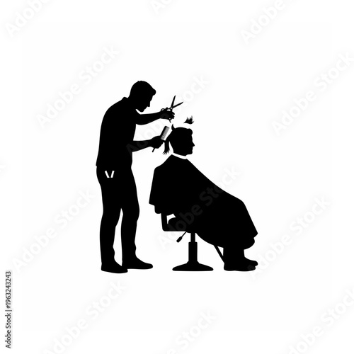 Hairdresser cutting client's hair in salon