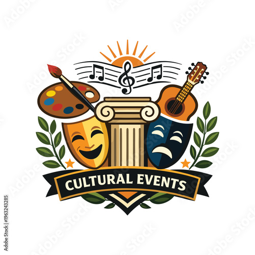 Cultural events logo with artistic elements
