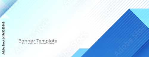 Modern blue color triangular mosaic pattern banner design