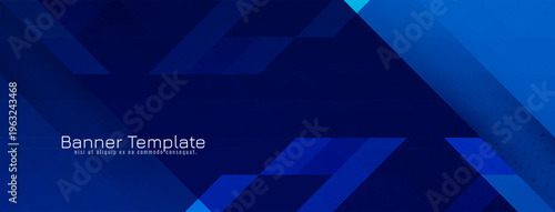 Modern blue color triangular mosaic pattern banner design