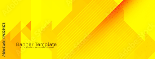 Abstract triangular mosaic pattern modern yellow banner design