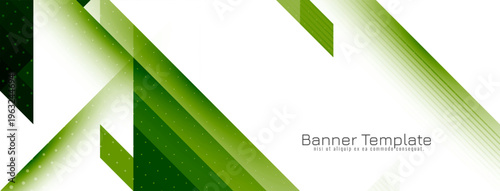 Abstract green color triangular mosaic pattern banner design