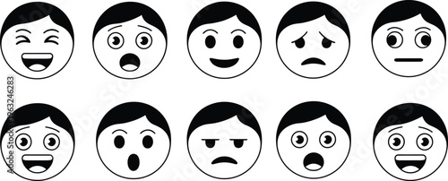 Emotional faces illustrations