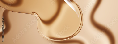 Konstfotografi Elegant golden cosmetic oil liquid wave texture forming luxurious abstract banne