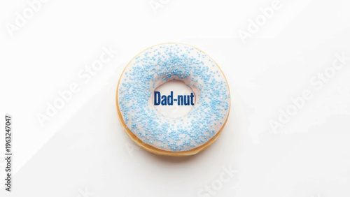 Dadthemed Donut with Blue Sprinkles and Icing.