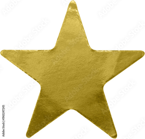 Golden star shape paper sticker label isolated on white background