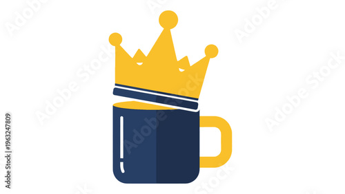 Navy Blue Mug with Yellow Crown.