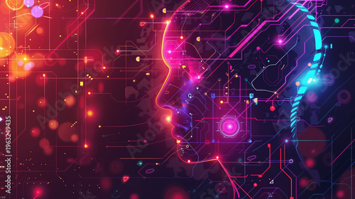 modern poster design showing artificial intelligence concept with multiple AI icons