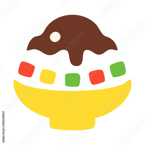 Bingsu dessert icon set