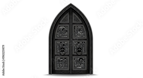 Intricate Gothic Arched Window Design.