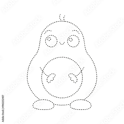 Cute penguin dotted line activity game for children, isolated on transparent background