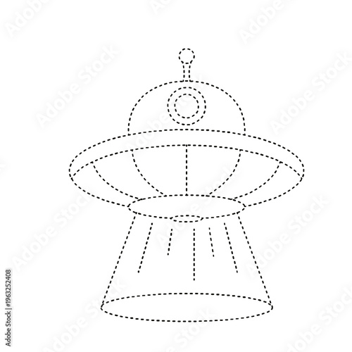 Dotted line UFO activity game for kids, transparent cutout png