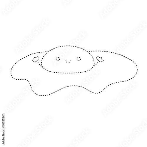 Cute sunny fried egg dotted line for kids activity game, isolated transparent png cutout