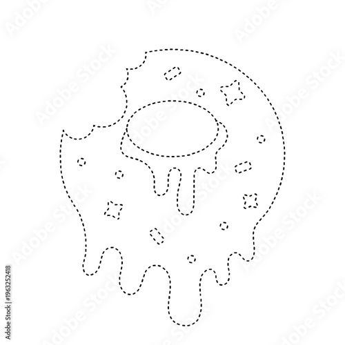 Transparent dotted line donut for kids activity and game on isolated background