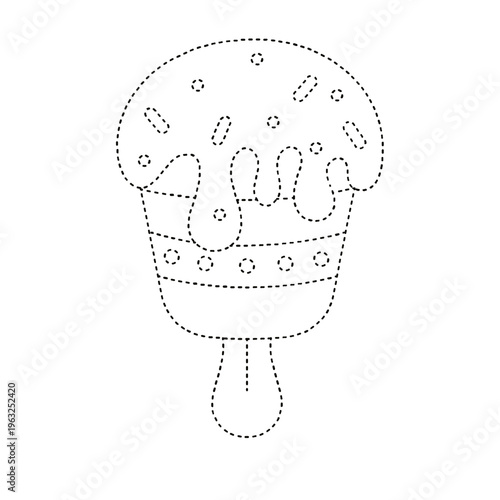 Dotted line ice cream cone cutout for kids activity game transparent png