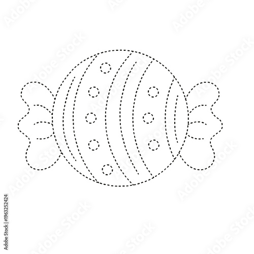 Dotted line candy for kids activity game isolated on transparent background