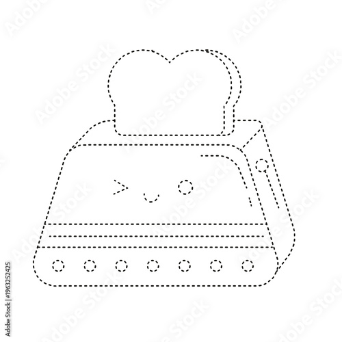 Dotted line toaster activity game for kids isolated on transparent background