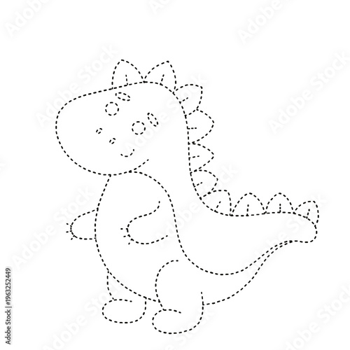 Dinosaur dot to dot for kids activity outline isolated on transparent background