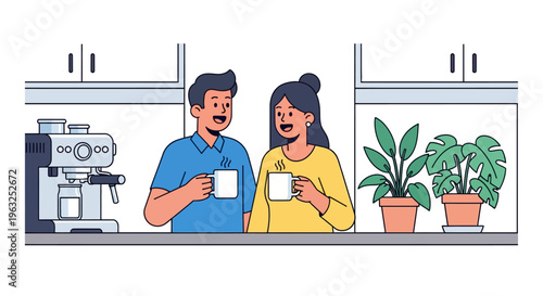 Colleagues Enjoying Coffee Break in Pantry