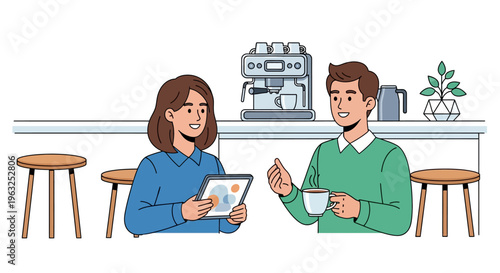 Colleagues Taking Coffee Break in Stylish Breakroom