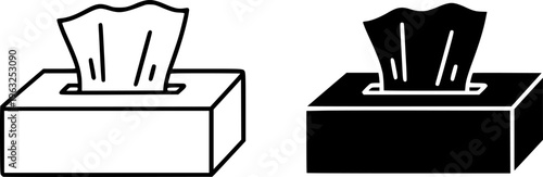 Facial Tissue Box Icon Set - Disposable Paper Napkin Vector Illustration