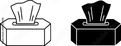 Facial Tissue Box Icon Set - Disposable Paper Napkin Vector Illustration