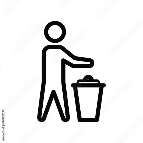 Person Trash Bin Disposal Icon Commerce
