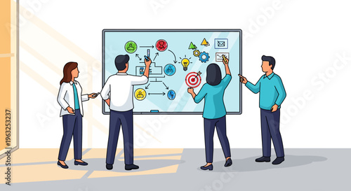 Creative Team Mapping Strategy on Glass Board