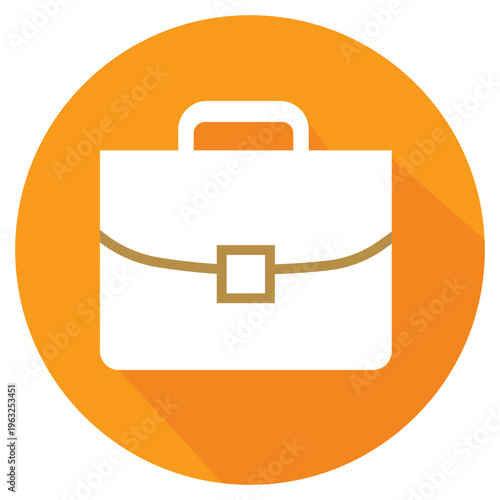 A professional briefcase icon on an orange background, symbolizing business and work