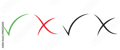Check mark and cross icons, tick and x symbols, confirmation and rejection marks