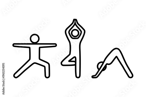 ヨガのポーズをする人物のラインアイコン