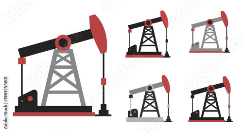Oil Pump Jacks in Various Positions.