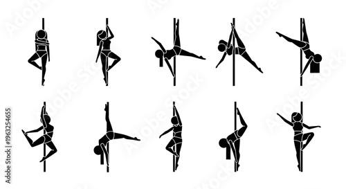 Silhouette of woman doing aerial yoga.