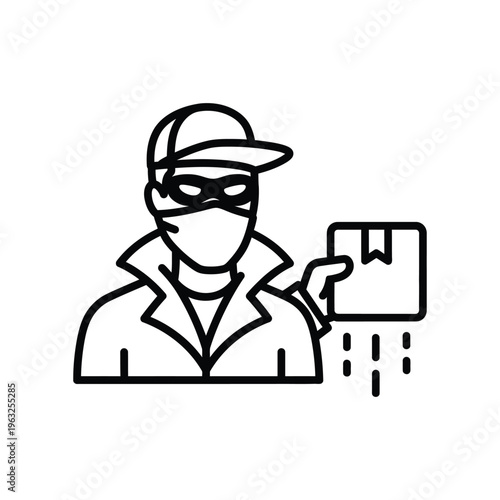 Thief Stealing Package Delivery Package Theft Concept