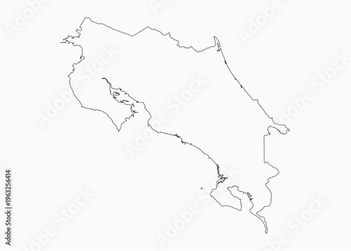 Vector outline map Costa Rica, line border country