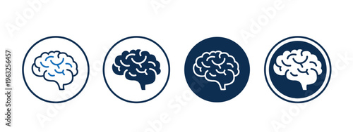 icon set of brain in circle. editable vector.