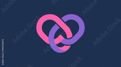 Intertwined Heart Symbolizing Love, Connection, and Unity on Dark Background.
