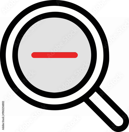 Magnifying glass icon with a minus sign, zoom out concept.
