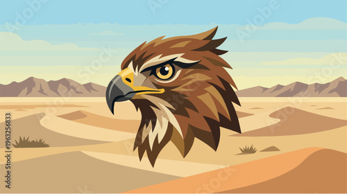 Majestic Eagles Gaze - A Desert Portrait of Strength and Focus.