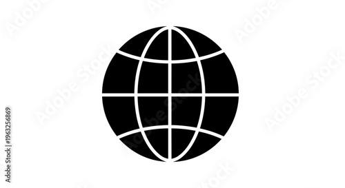 Black Globe Icon Illustration.