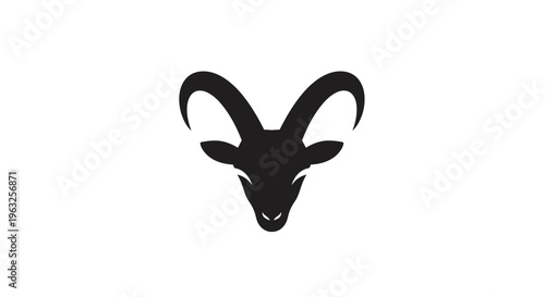 Black Goat Head Silhouette Icon.