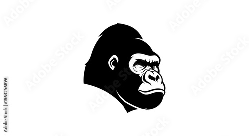 Black Gorilla Head Illustration.