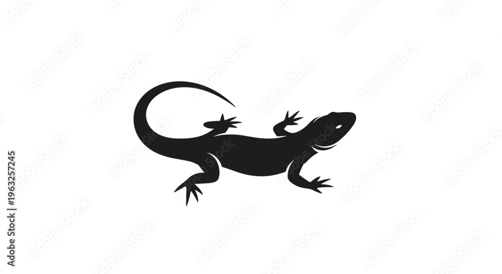 Fototapeta premium Black lizard silhouette isolated.