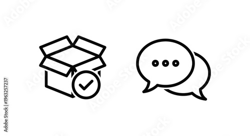 Open ticket and open request line icons representing customer service and communication