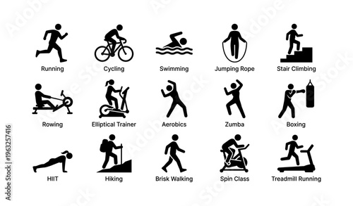 Illustrated guide to various cardio workouts and exercises