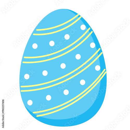 Cute Ornate Egg Icon Isolated on Transparent. Lovely Easter Holiday Mascot. Cartoon Funny Childish Drawn Food for Egg Hunt Family Party. Greeting Card Religion Tradition Symbol Decoration