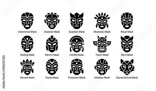 Collection of african tribal masks featuring diverse designs and symbolism