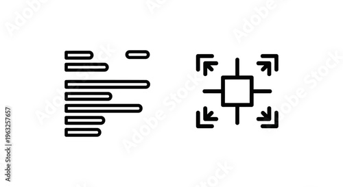 Text alignment options icon set vector illustration, typography formatting symbols for document layout and design