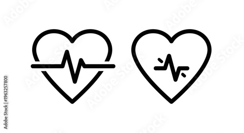 Heartbeat and ecg line icons for medical health monitoring and wellness concepts, cardiology, pulse rate, vital signs, life rhythm, healthcare technology vector
